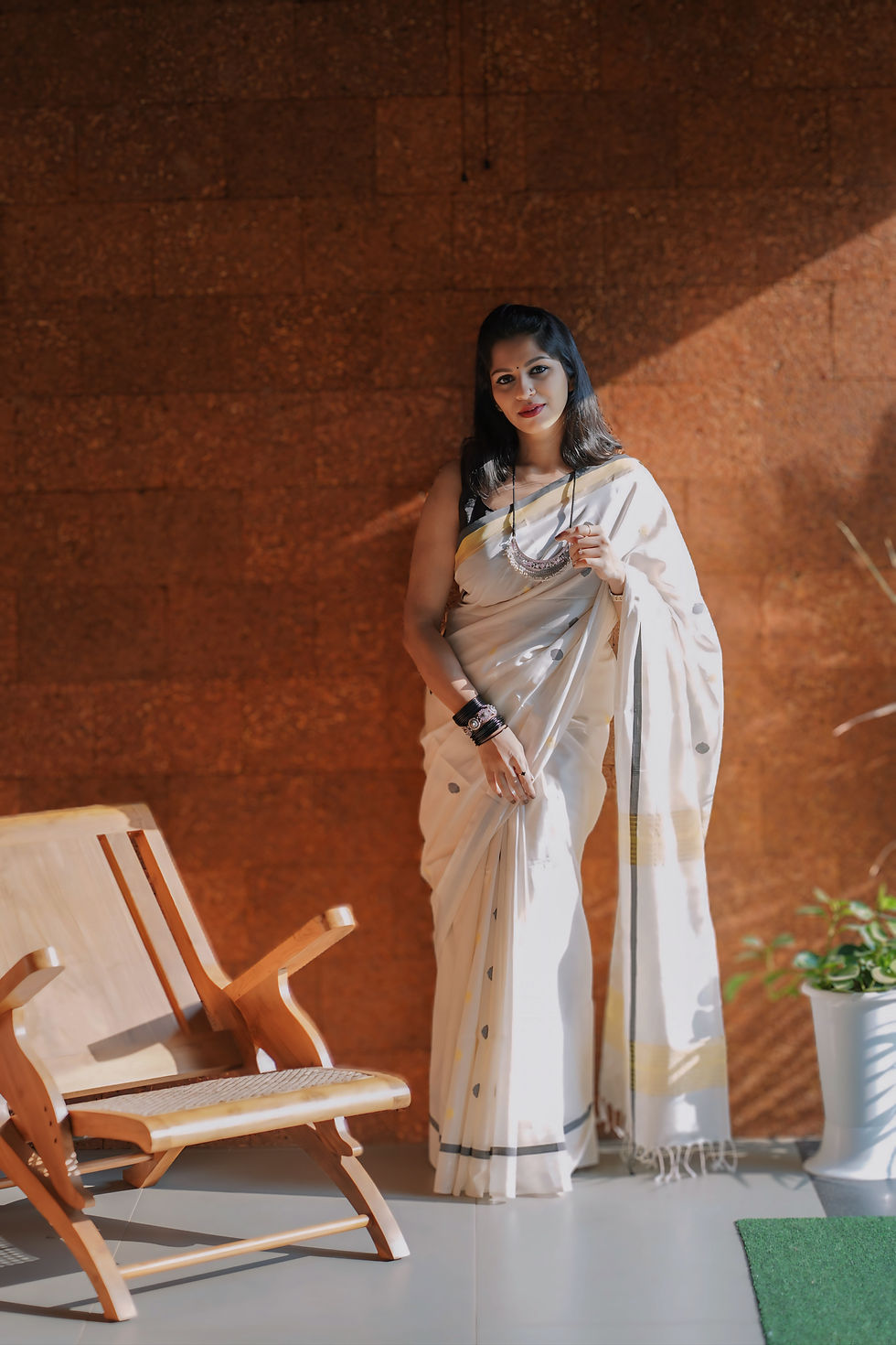 Thumbnail: Padmini Series- Creative Kasavu - sun and moon motifs