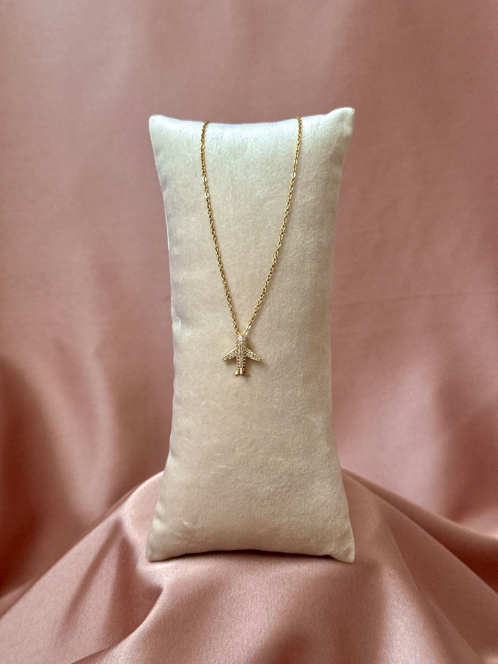 Premium Plane Zirkon Taşlı Çelik Kolye