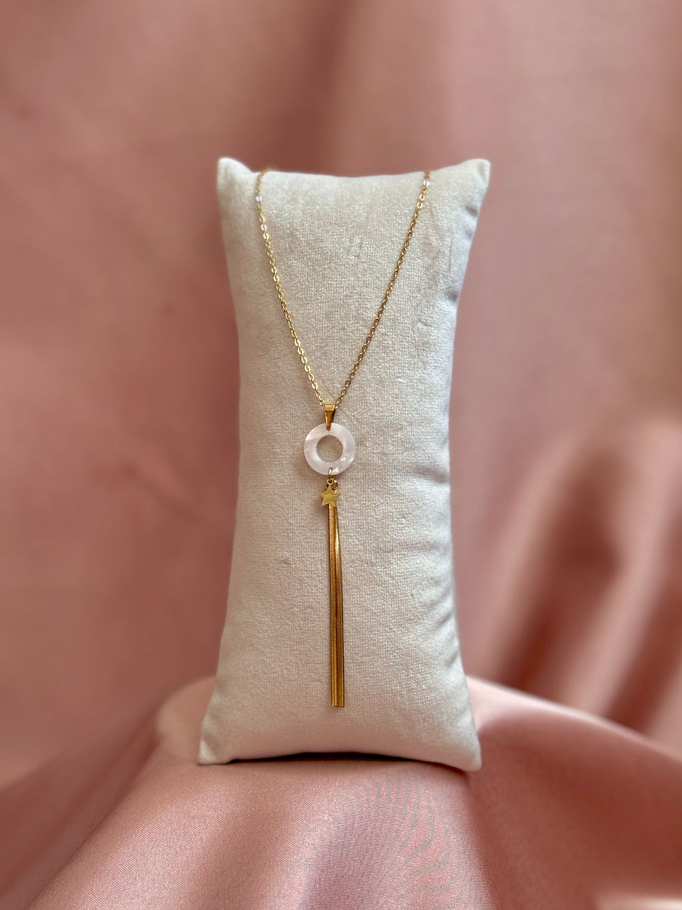 Sarkıntılı Gerçek Sedefli Çelik Kolye