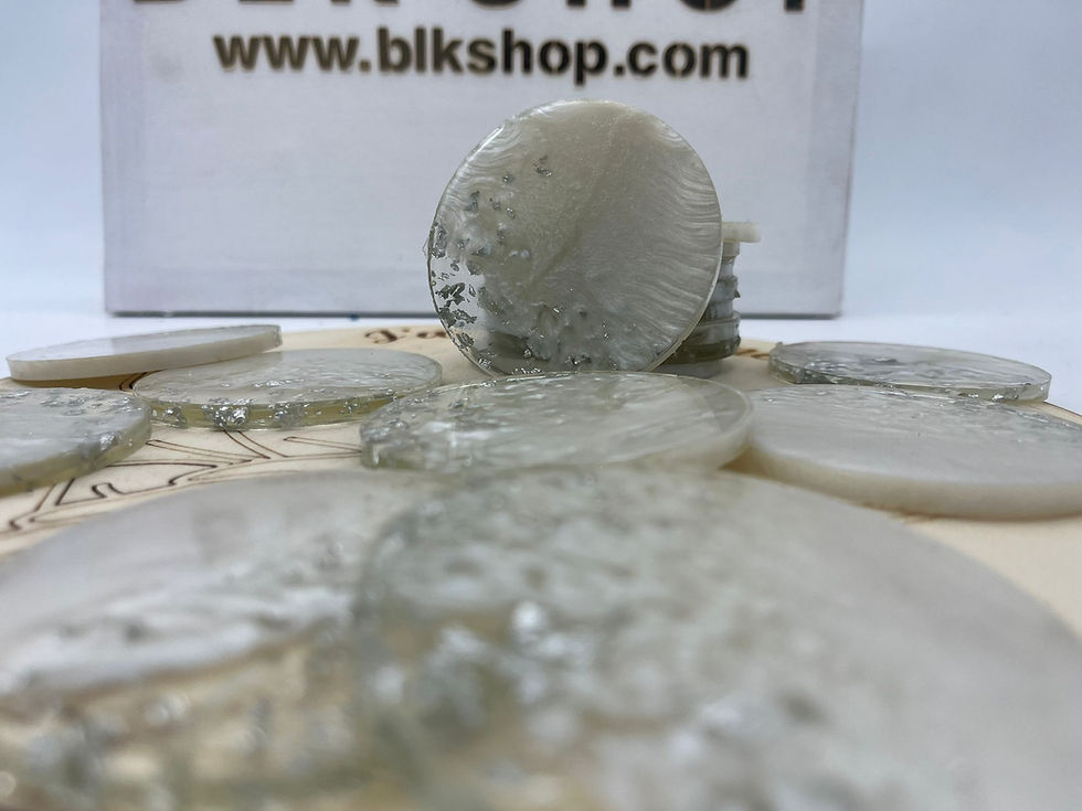 Miniature : Epoxy  rond - Blanc/ argenté
