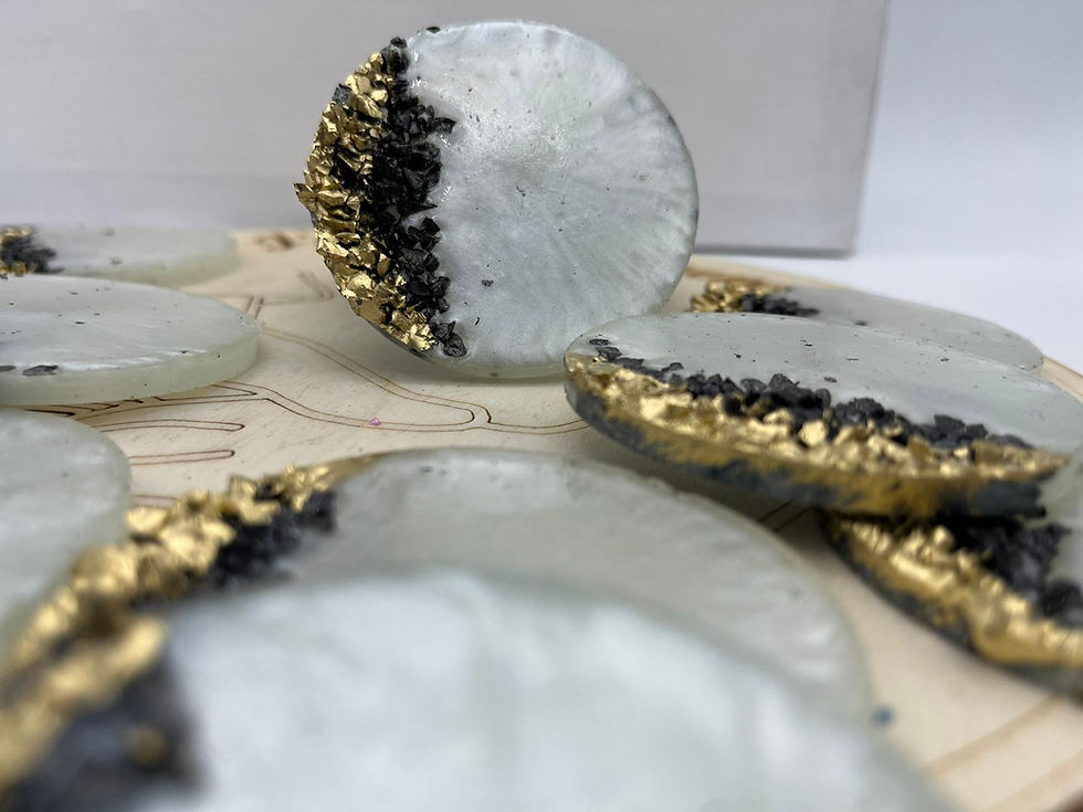 Miniature : Epoxy magnet rond avec cristaux noir/doré