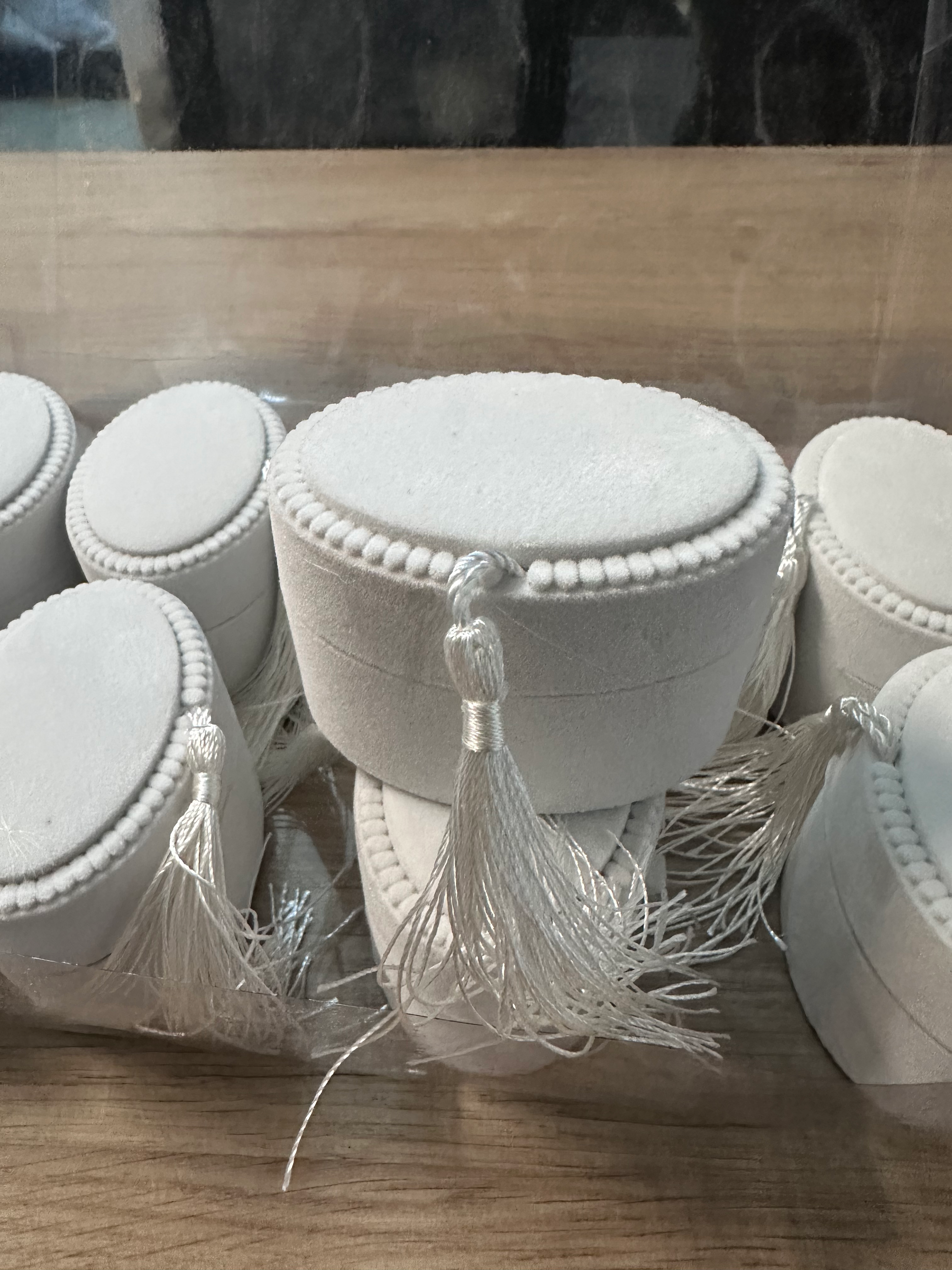 Lot de 10 Contenant à dragées velours - Blanc