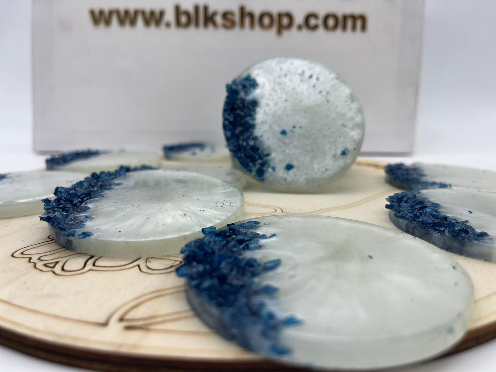 Epoxy magnet rond avec cristaux bleu