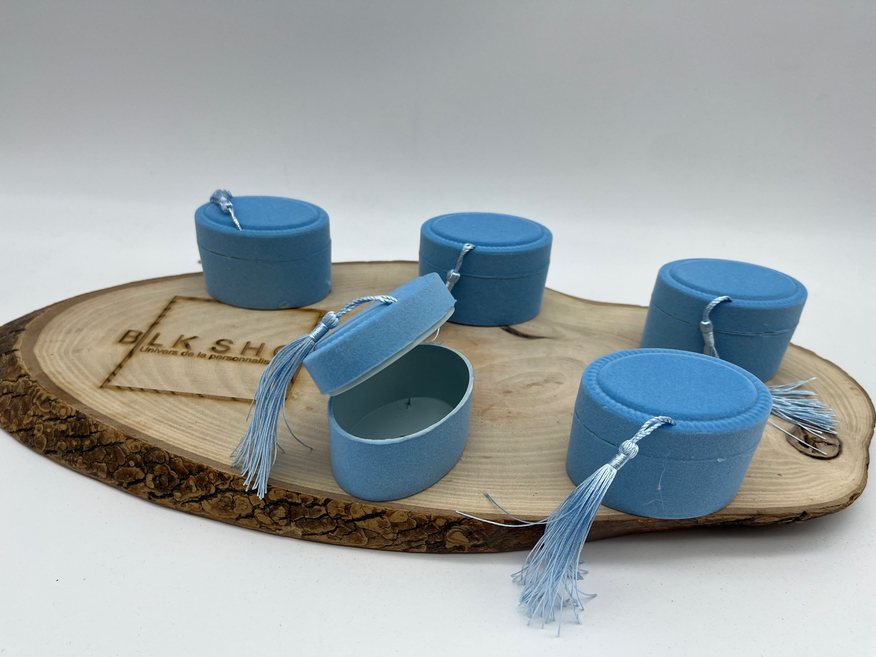 Lot de 10 Contenant à dragées velours - Bleu