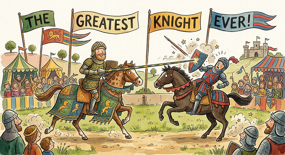 Medieval knight in tournament armour, William Marshal greatest knight history blog by The Good Knight