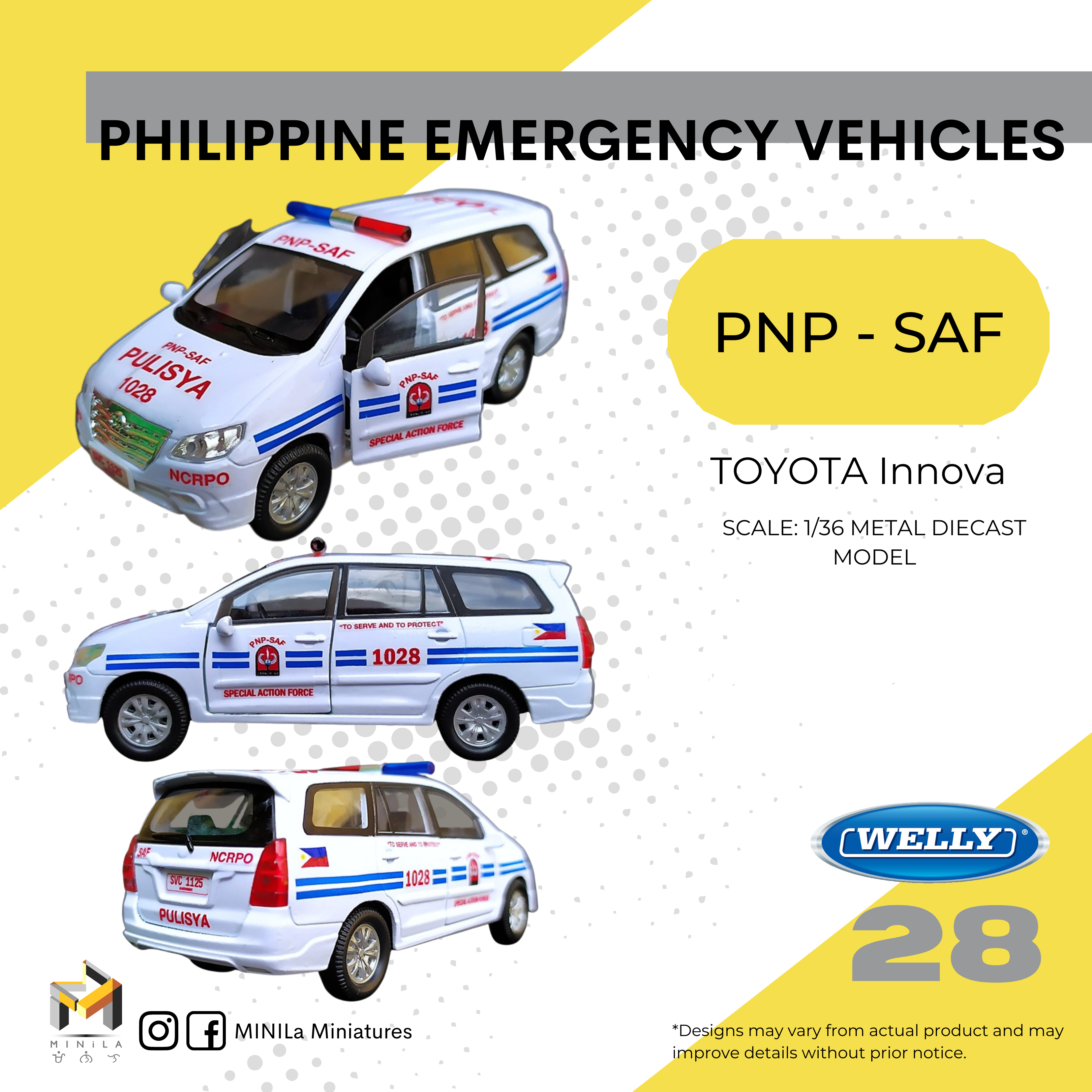 28 [1/36 scale Toyota Innova] PNP-SAF (Philippine Emergency Vehicles)