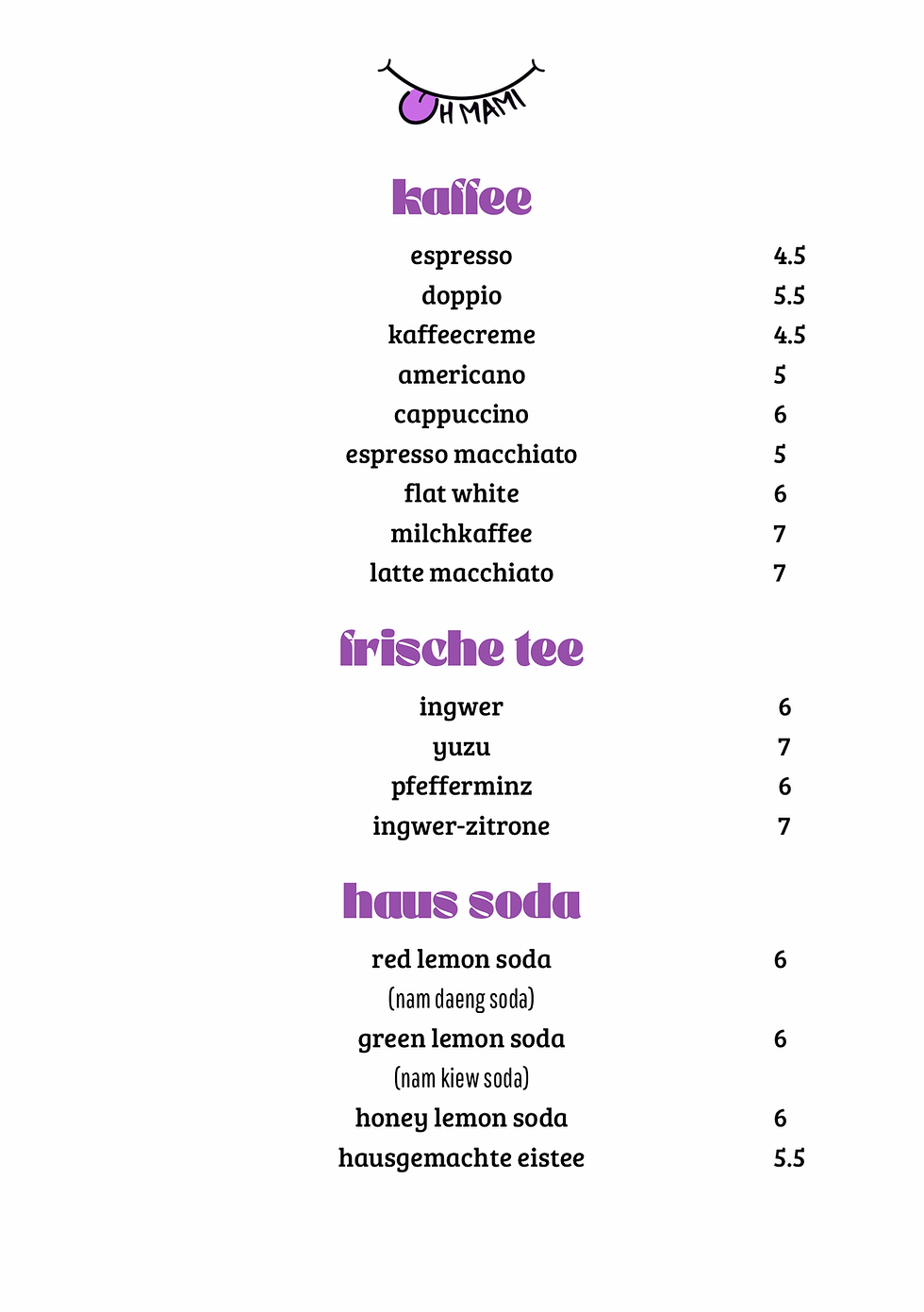 Offizielle Menukarte - 2
