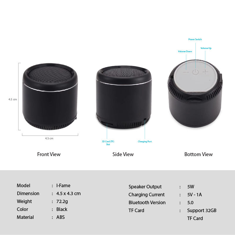 Thumbnail: EL014 - MINI BLUETOOTH SPEAKER - TWIN PAIRING - SUPER BASS - POWERFUL SOUND