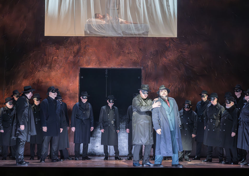 Sam Hird as Marullo in Verdi's Rigoletto conducted by Sir Mark Elder with George Petean in the title role at the Royal Opera House, Covent Garden, March 2026. Photo copyright Mark Brenner