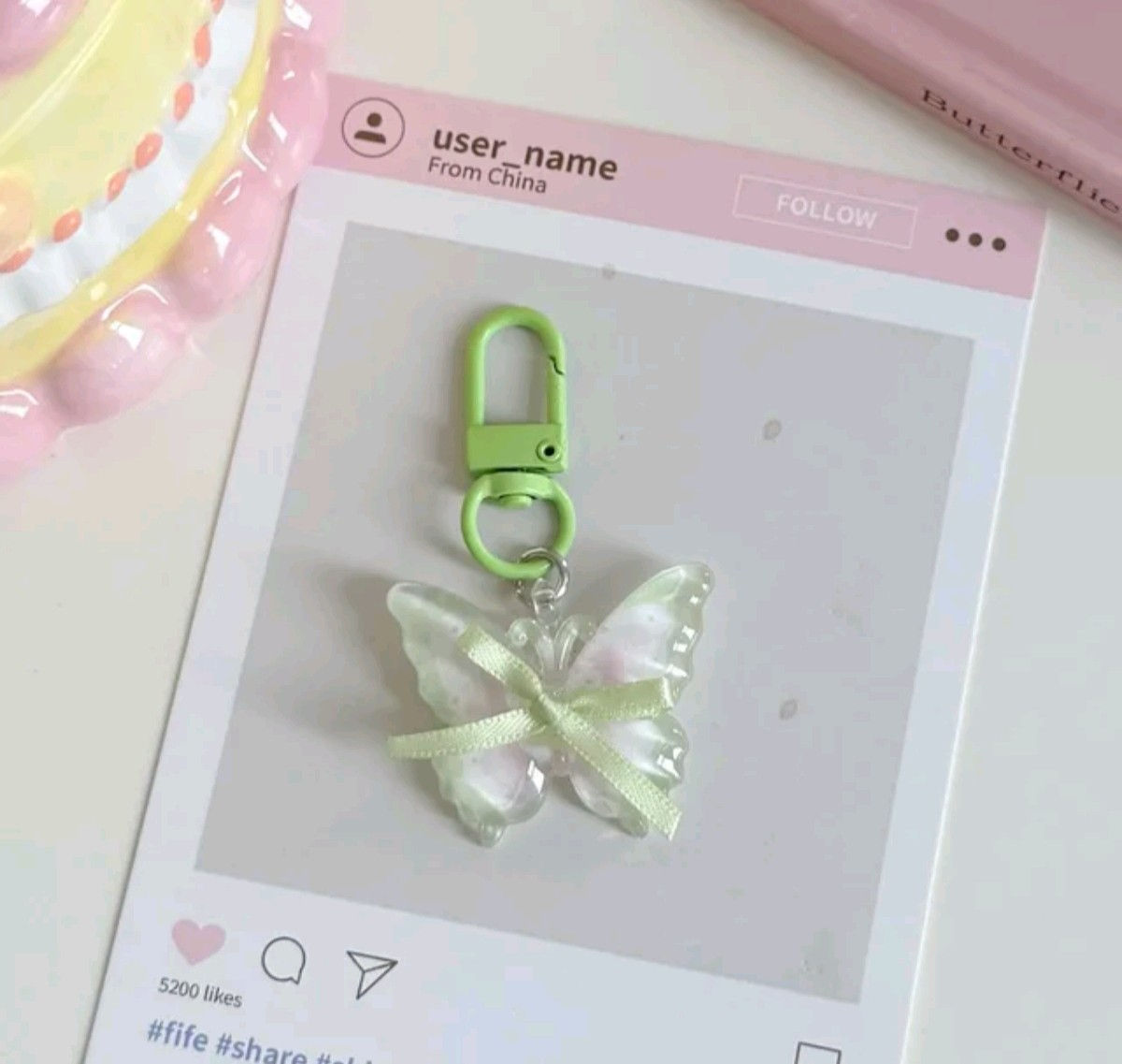 Butterfly Ribbon Journal/Planner Charm (Green) 