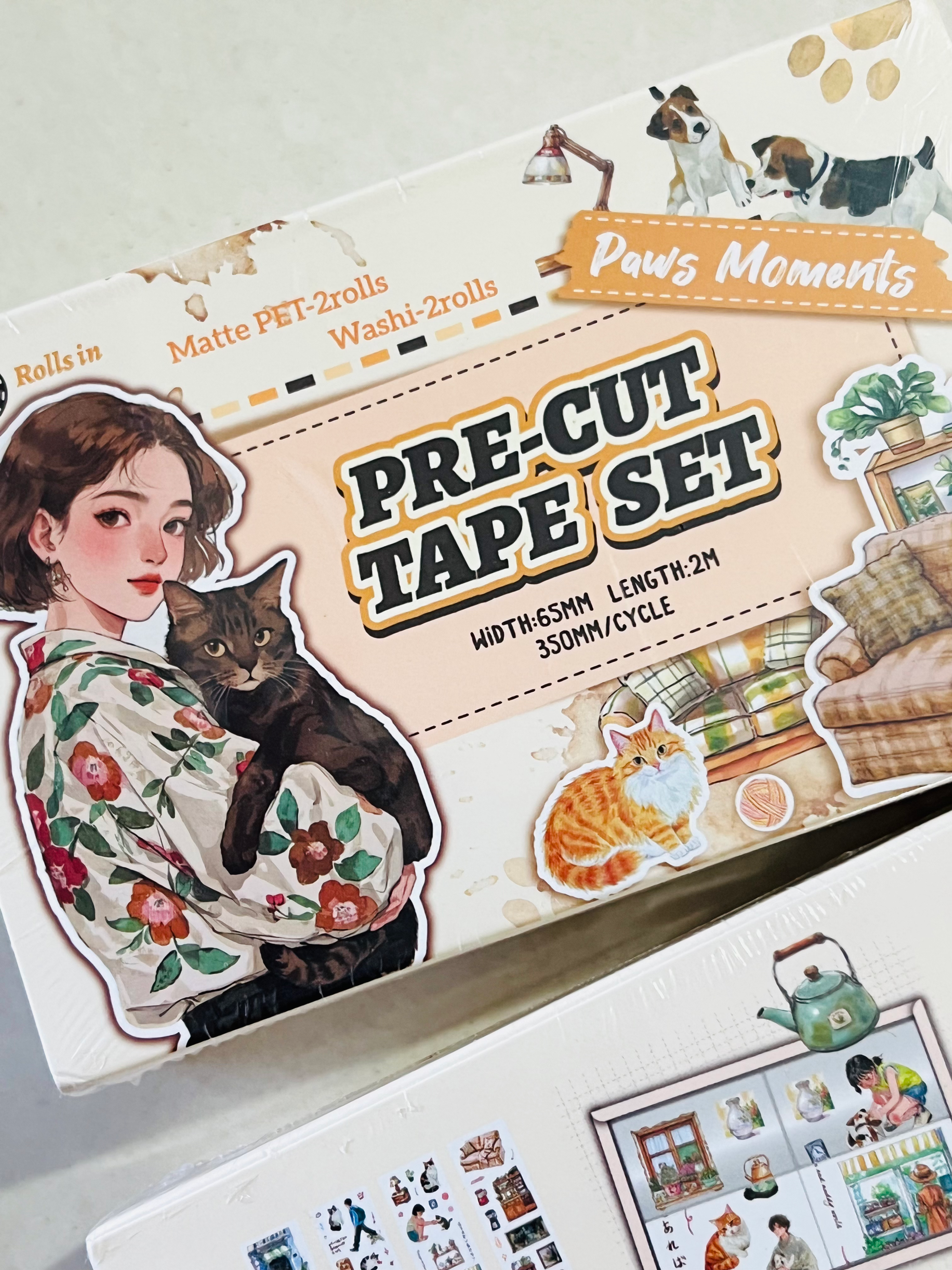 4 Set Paws Moment Pre Cut Aesthetic Tape Set 