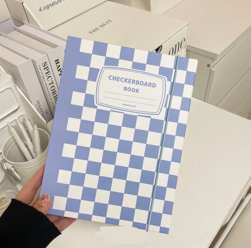 Checkboard Blue A5 6 Ringer Composition Book (Cover) | The Little Min Store