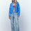 Miniatura: ZARA Campera Simil Cuero Azul