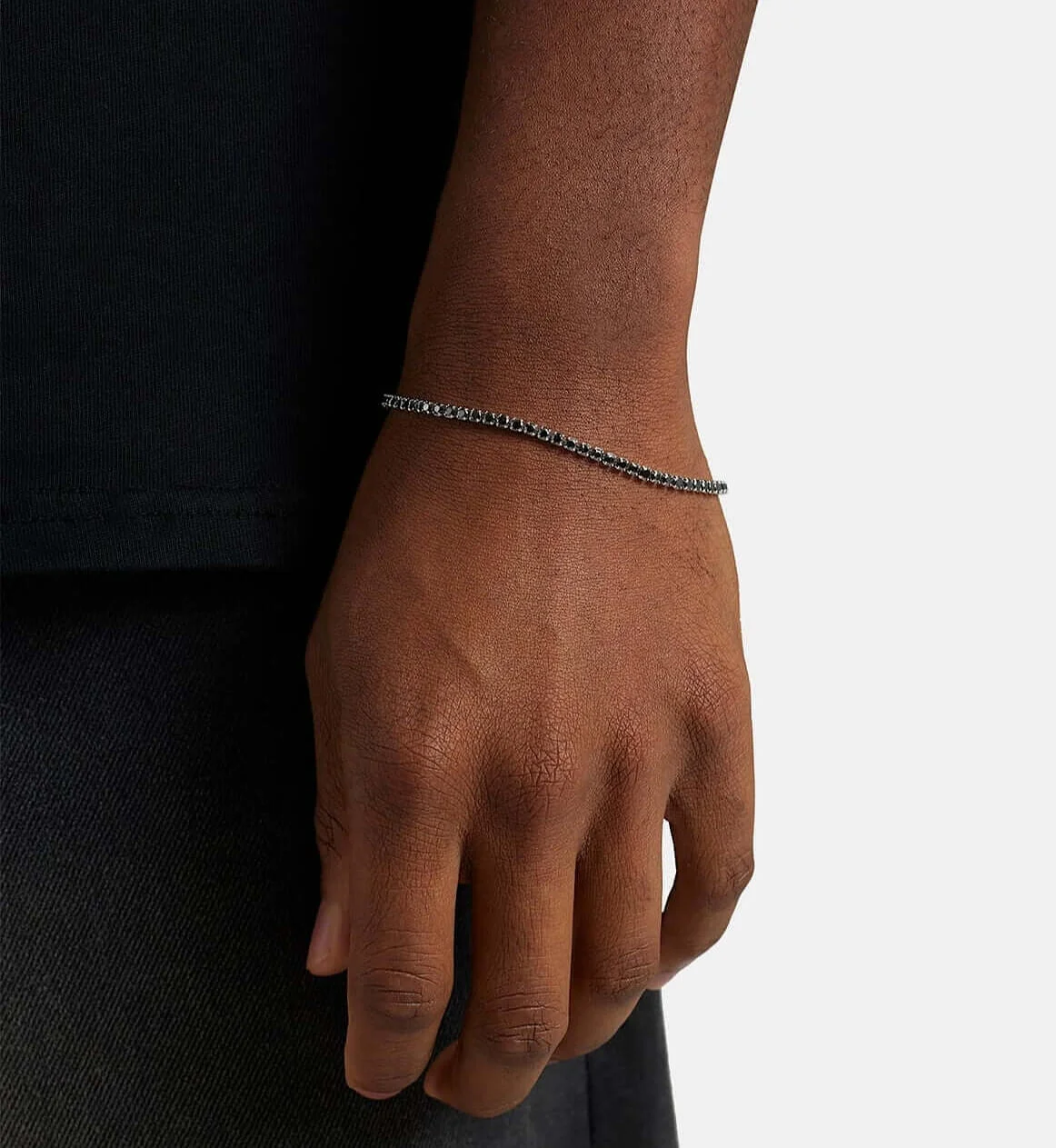 pulsera de diamantes negros hombre