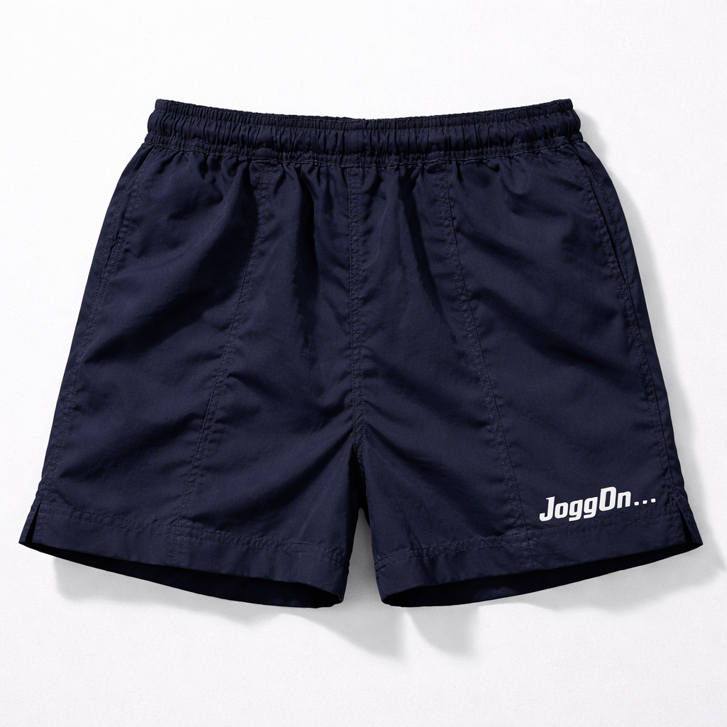 Navy blue DRIFT SHORTS with JoggOn logo on the leg.