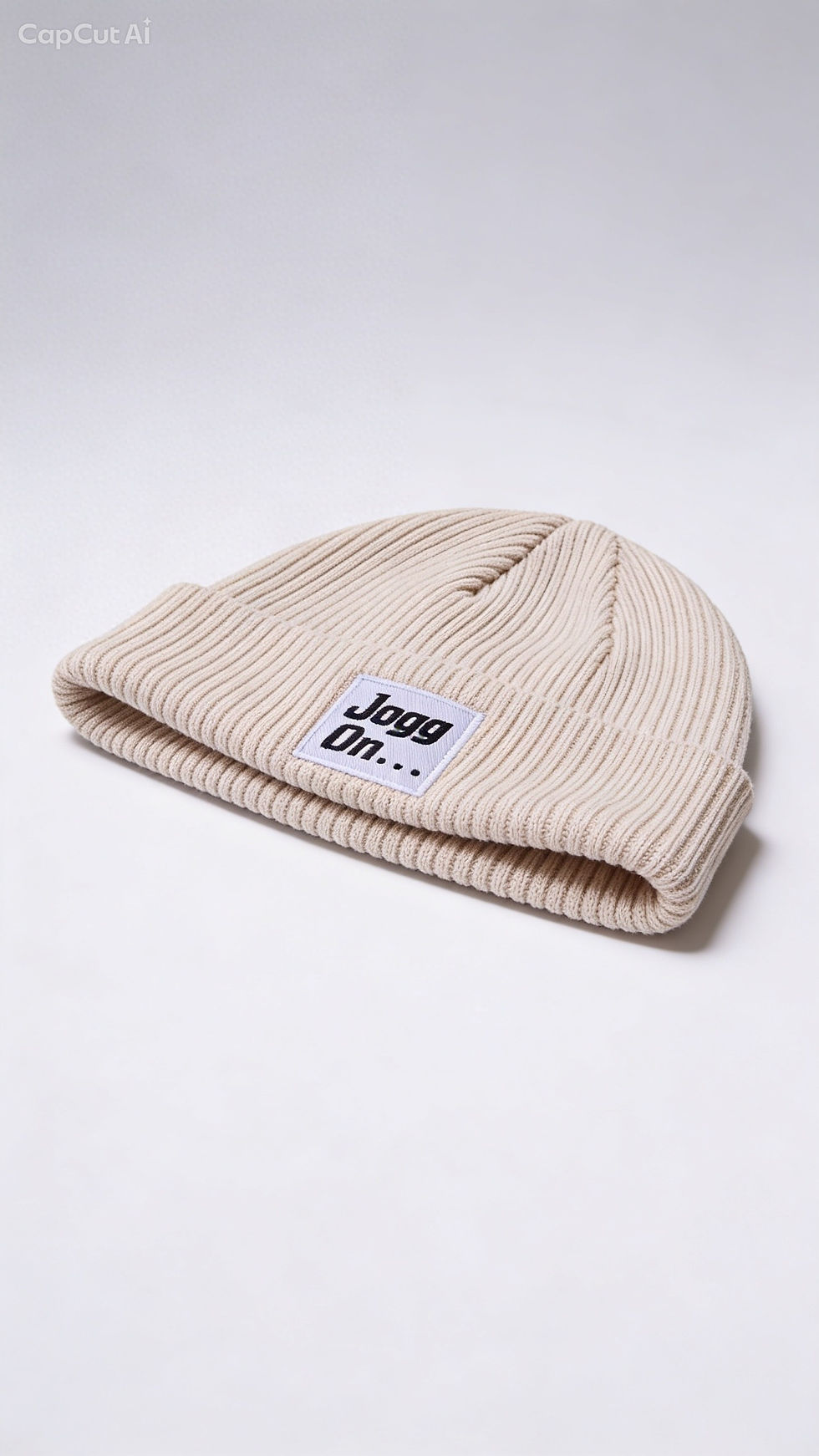 Cream EASY WARM BEANIE with logo patch.