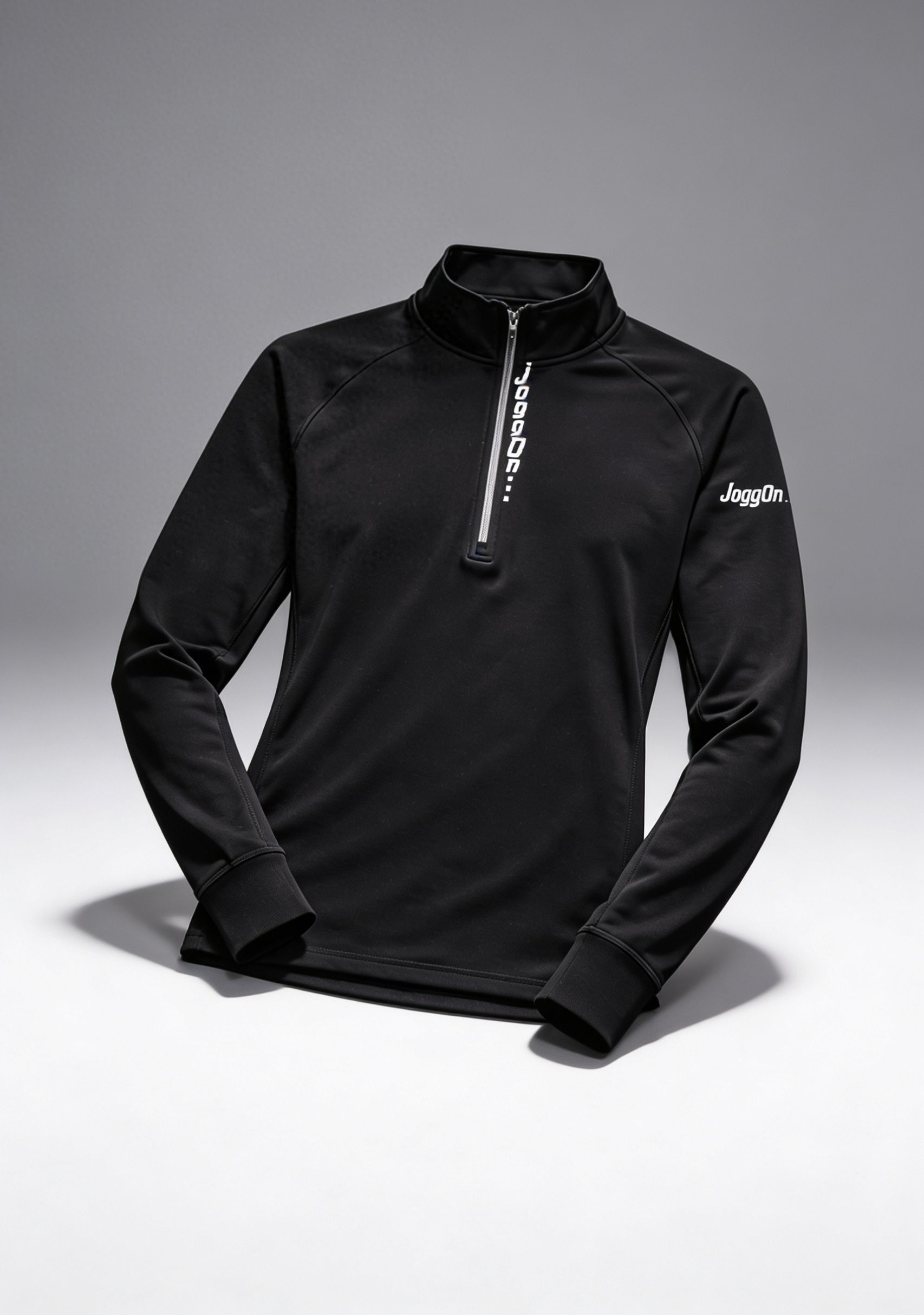 CORE UNISEX QUARTER ZIP in black with logo on sleeve
