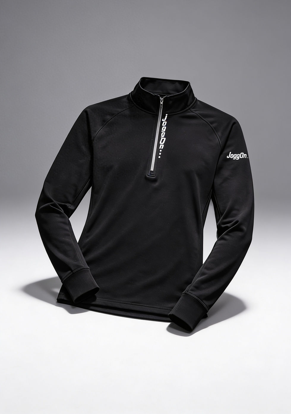CORE UNISEX QUARTER ZIP in black with logo on sleeve