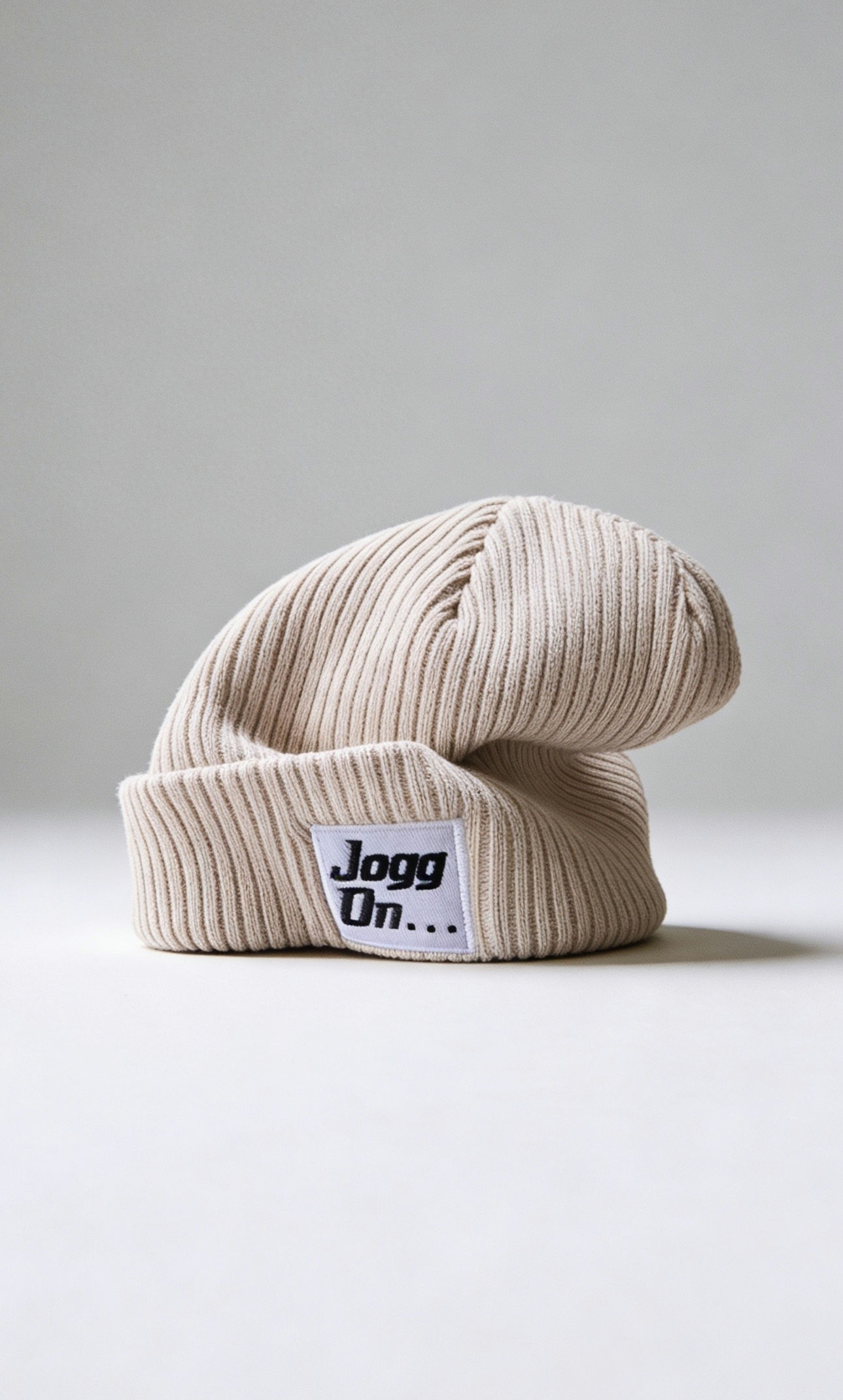Beige Jogg On knitted beanie.