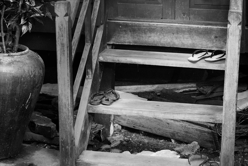 Sandals on stairway