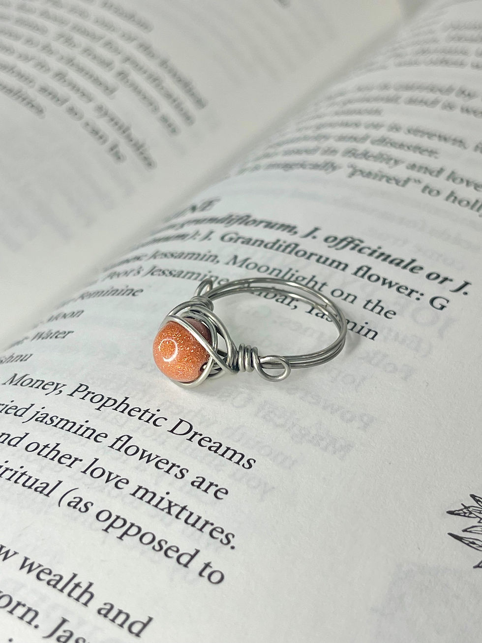 Thumbnail: Red Goldstone Stainless Steel Wire Ring 