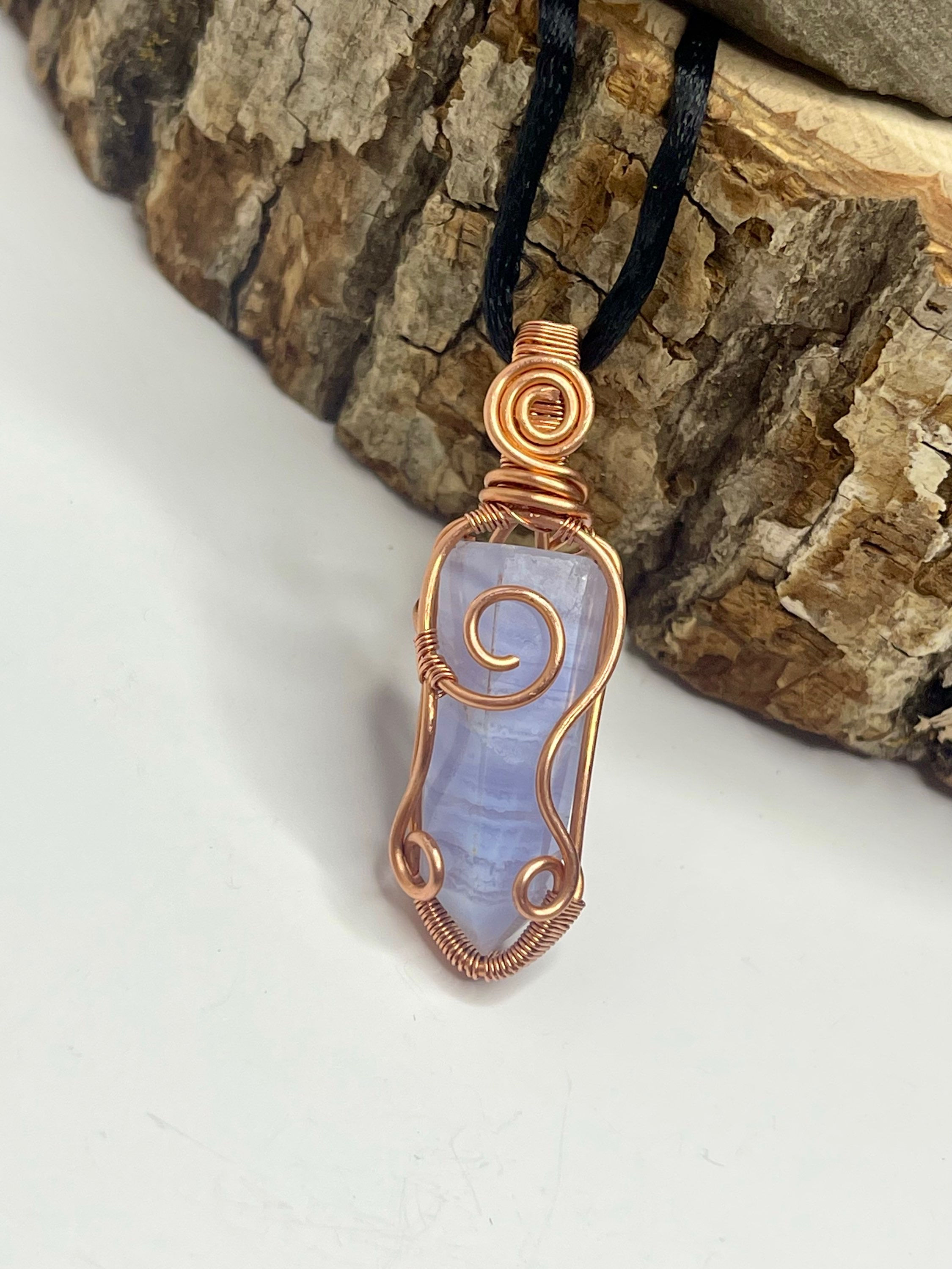 Blue Lace Agate Mini Tower Necklace