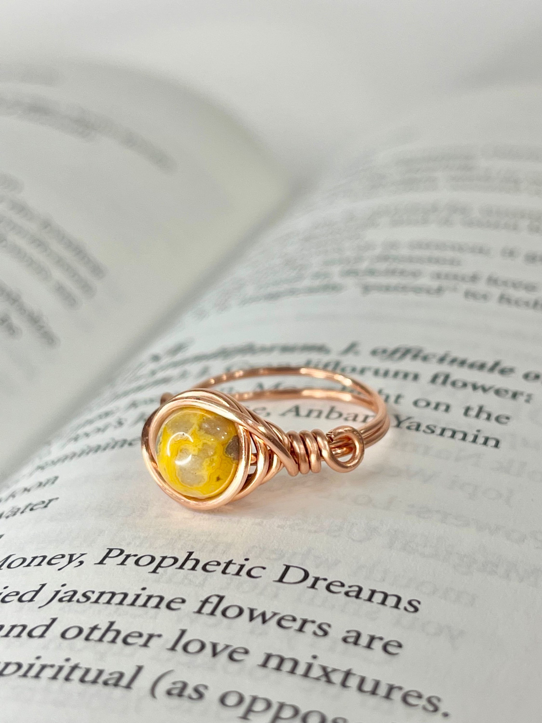 Crazy Lace Agate Copper Wire Ring