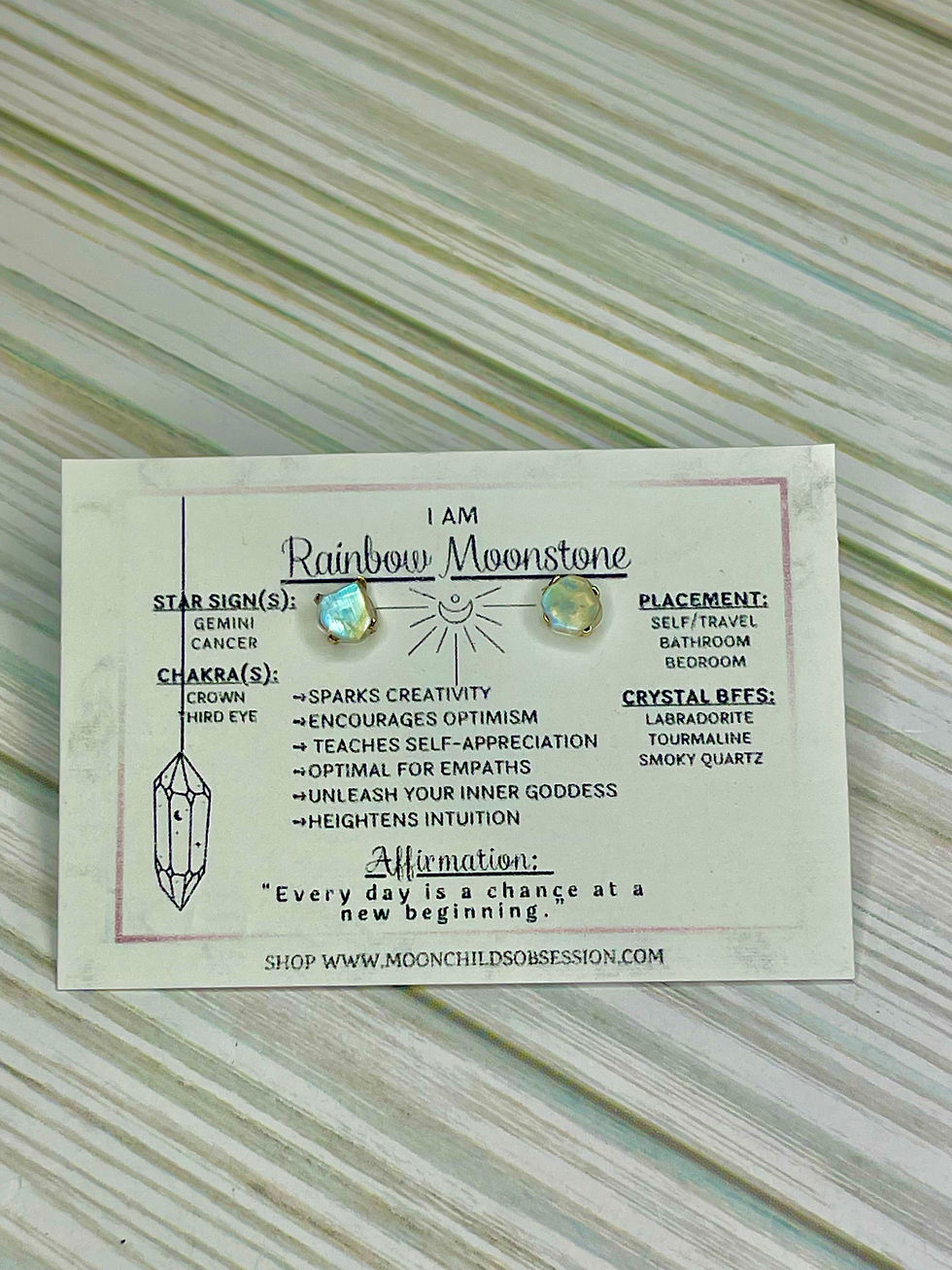 Thumbnail: Rainbow Moonstone Sterling Silver Earrings