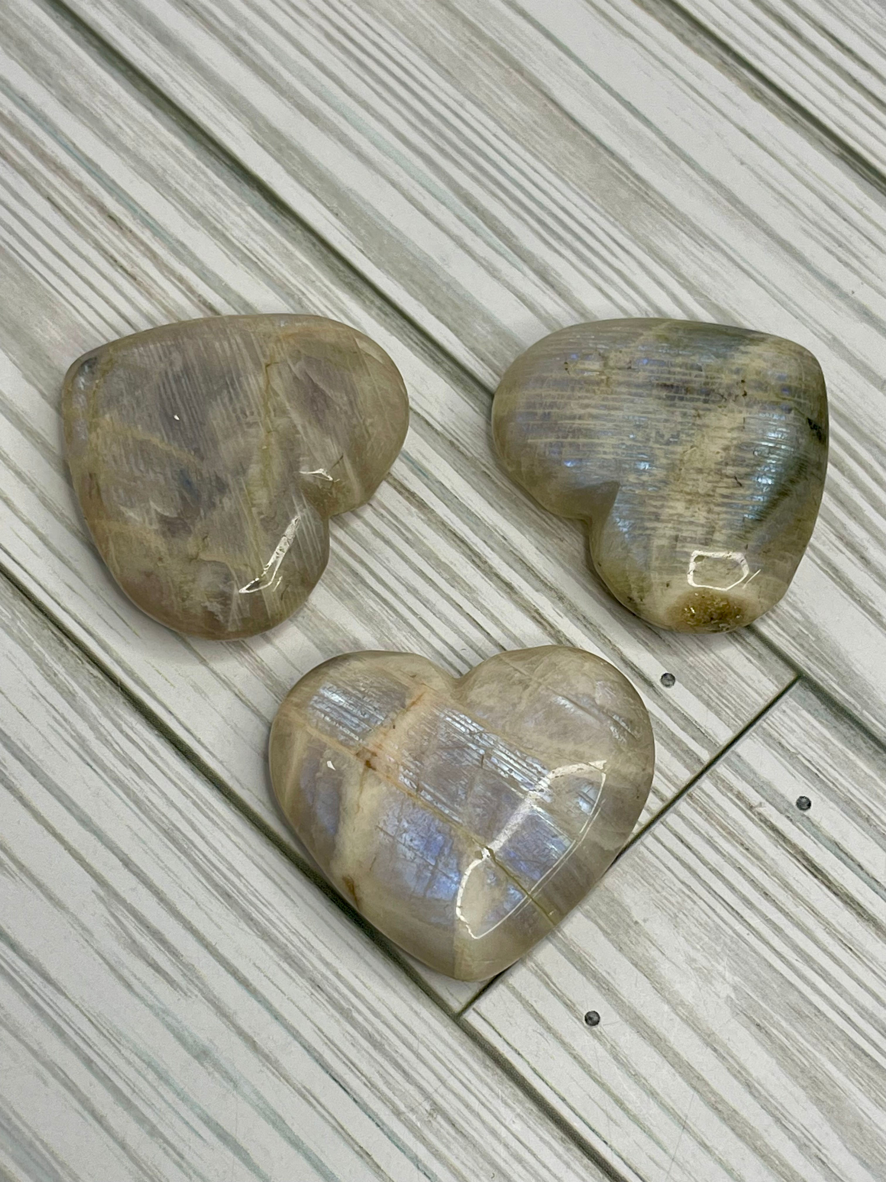 Sunstone Moonstone Heart for optimism, new beginnings, prosperity