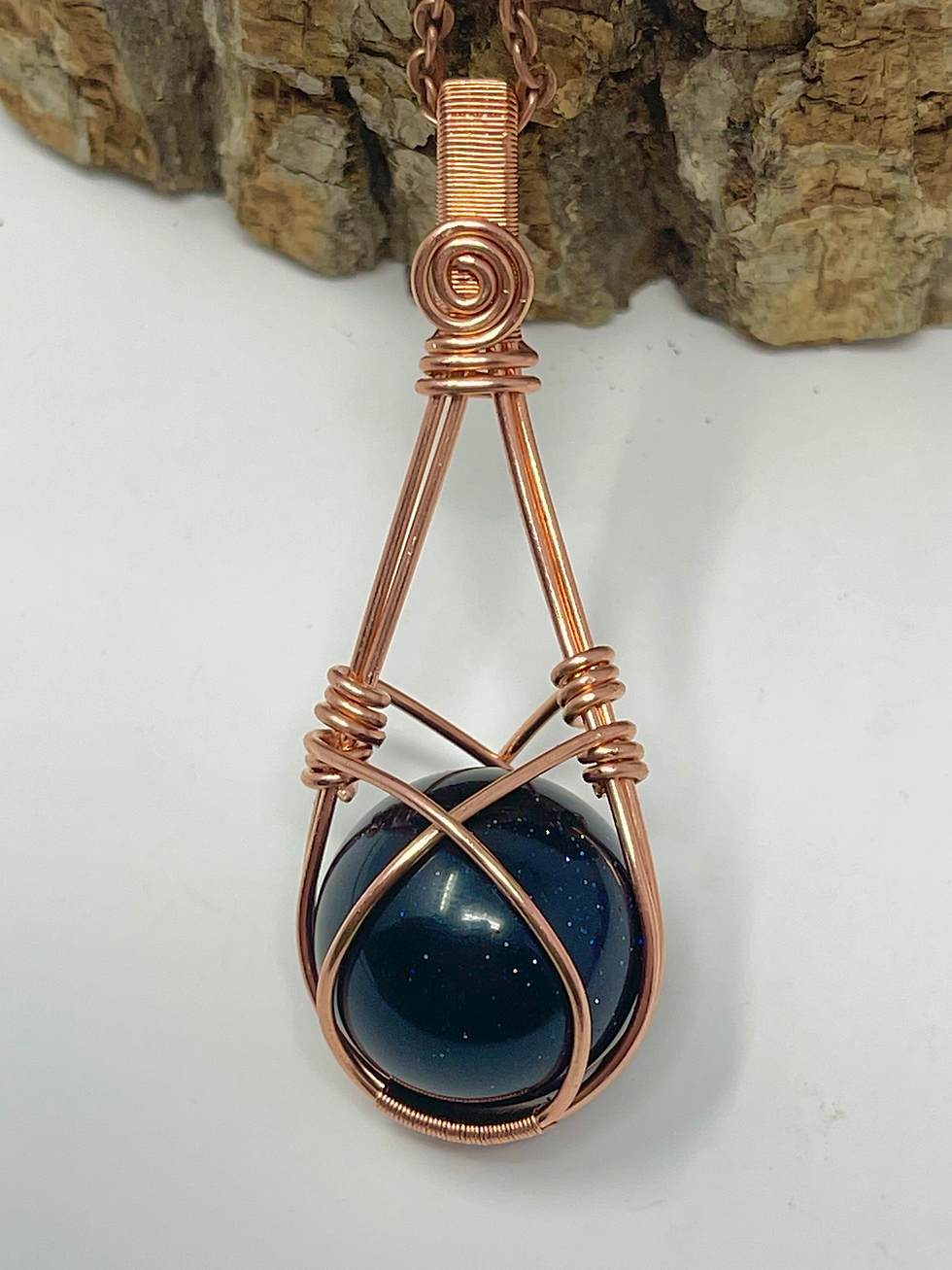 Blue Goldstone Fidget Copper Necklace