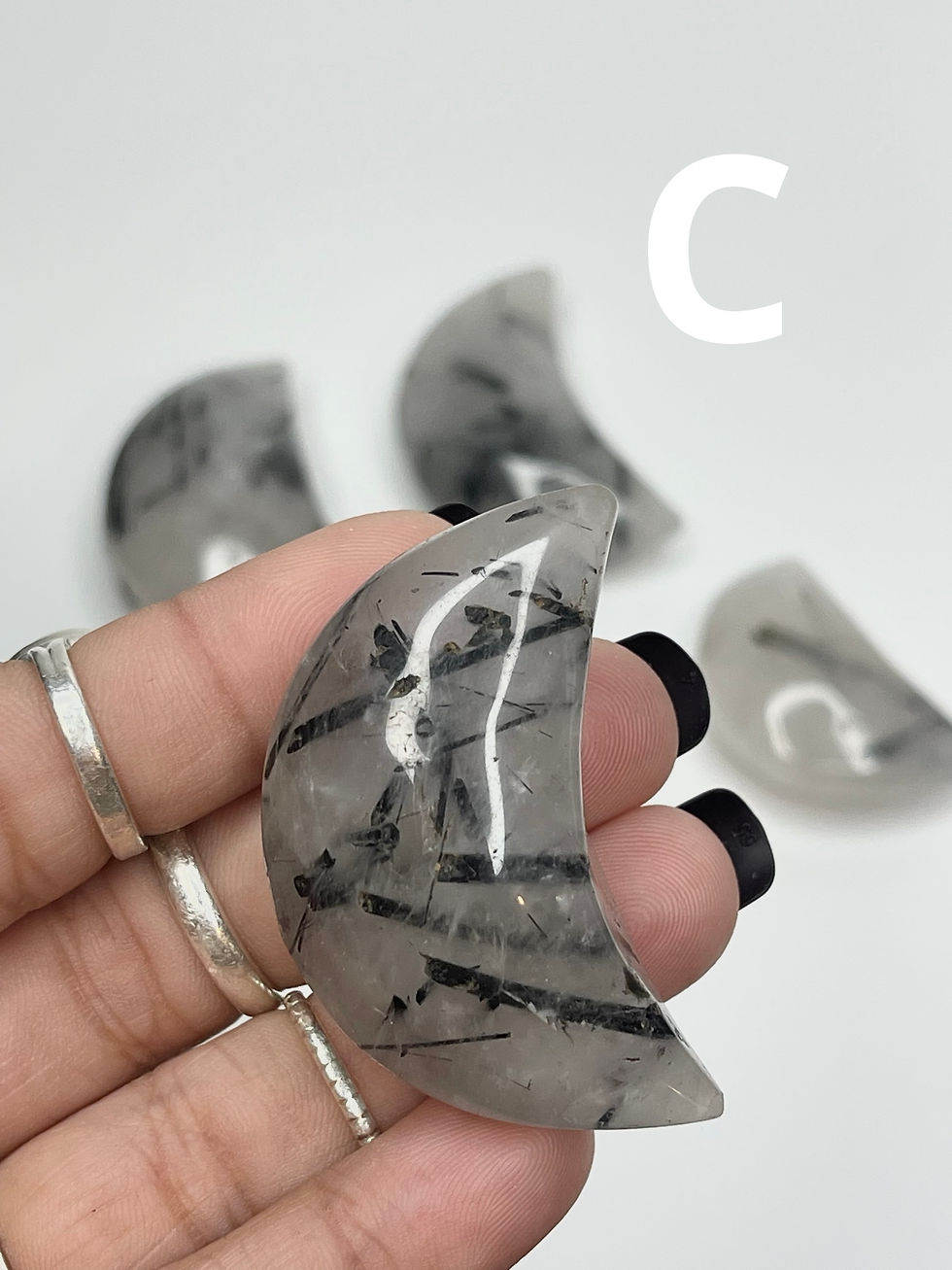 Thumbnail: Tourmalinated Quartz Crescent Moon