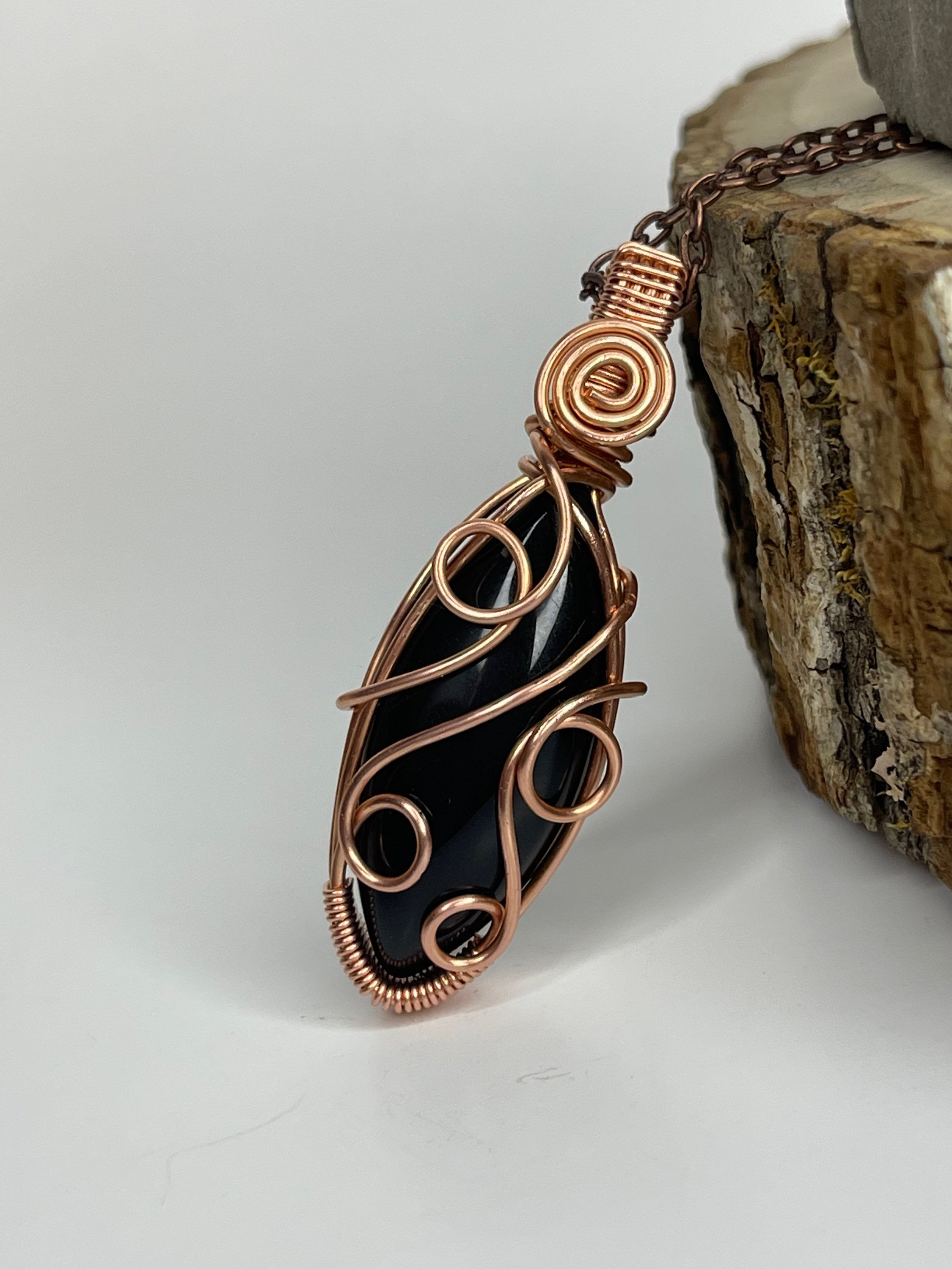 Obsidian Swirly Necklace 