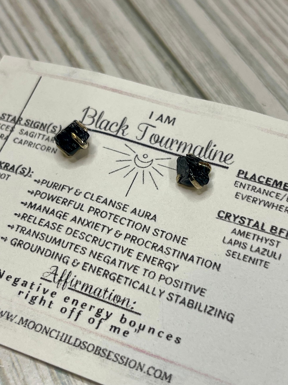 Thumbnail: Black Tourmaline Sterling Silver Studs