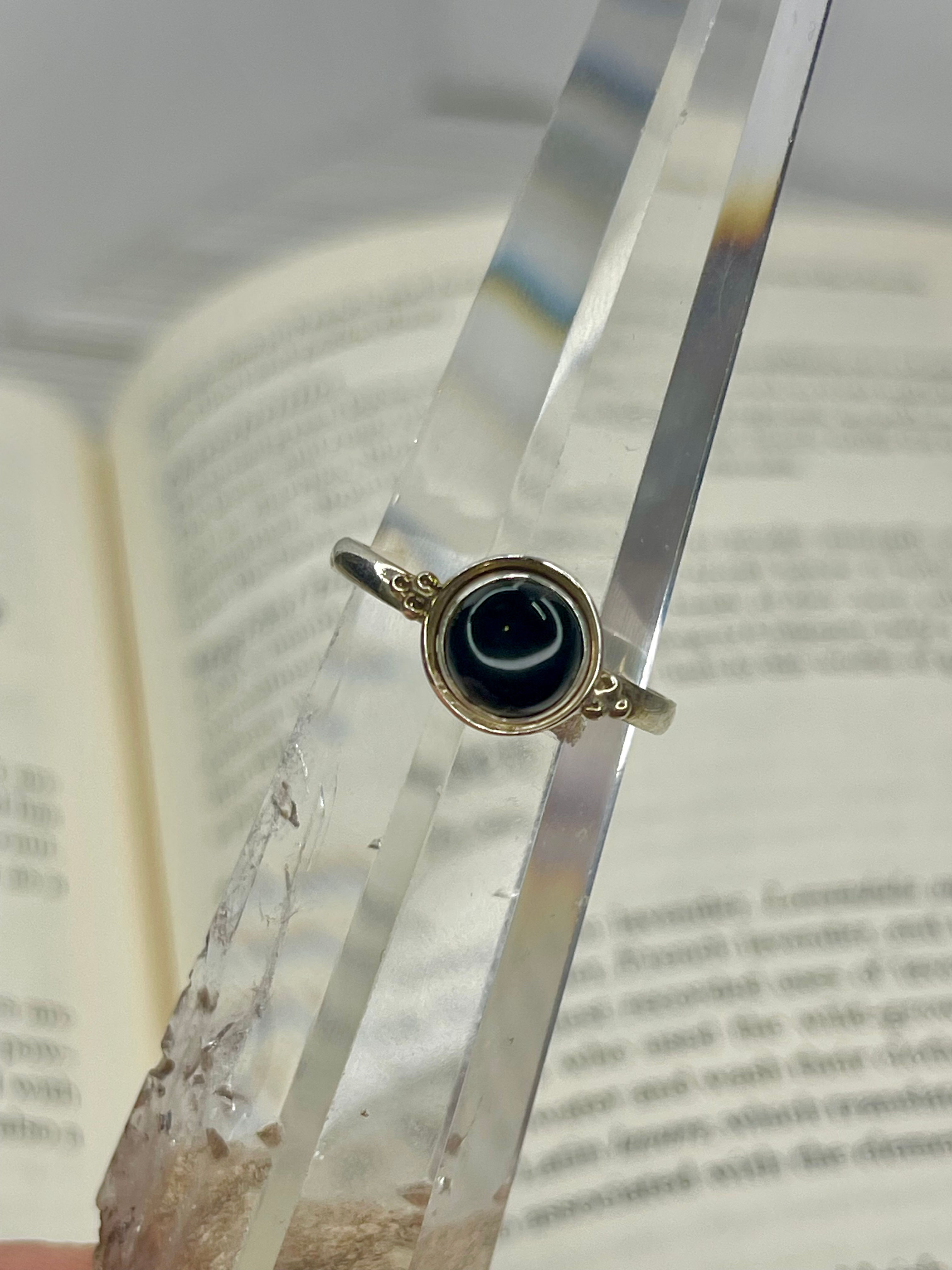 Obsidian Sterling Silver Ring | US Size 9