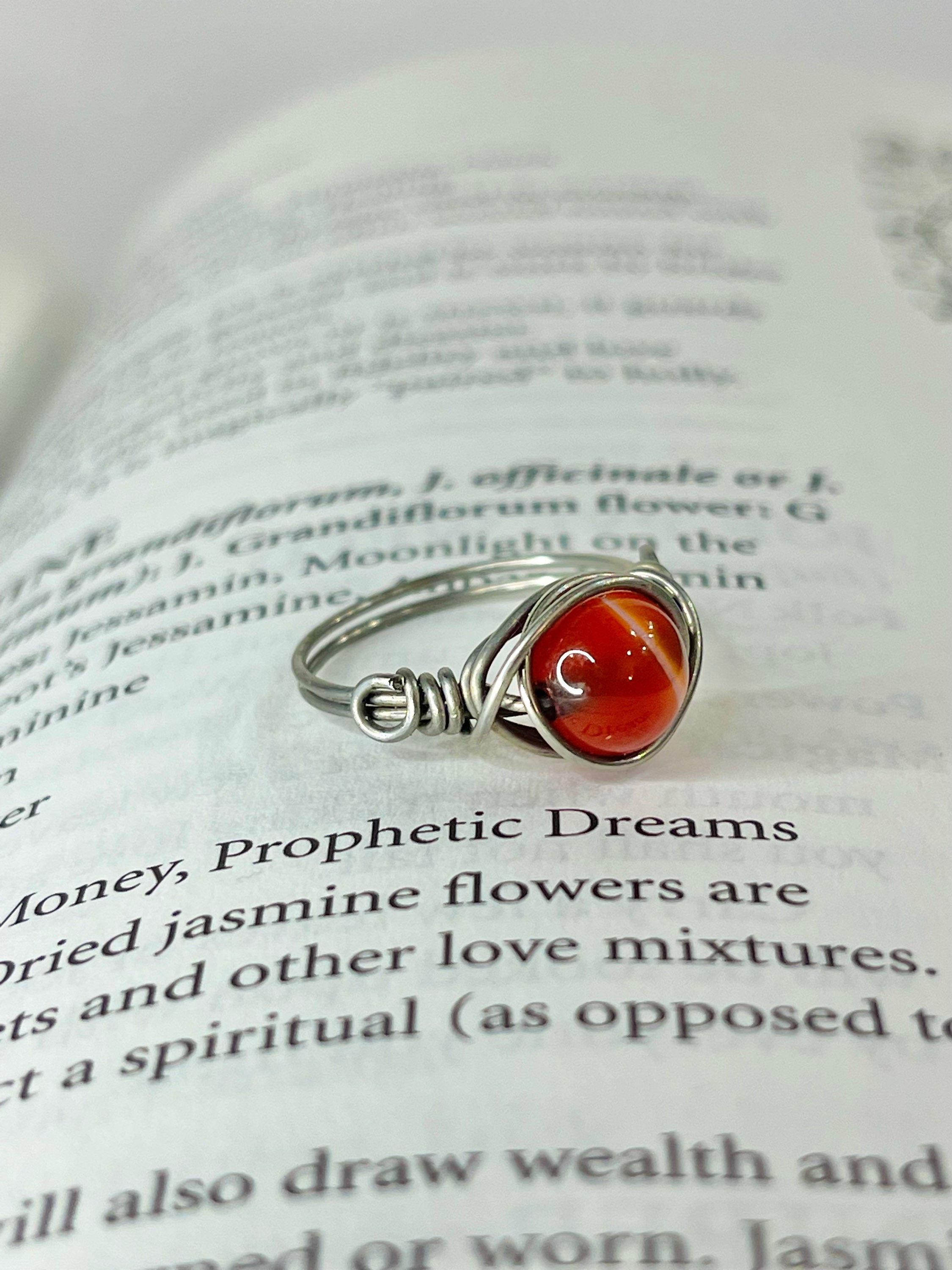 Carnelian Stainless Steel Wire Ring