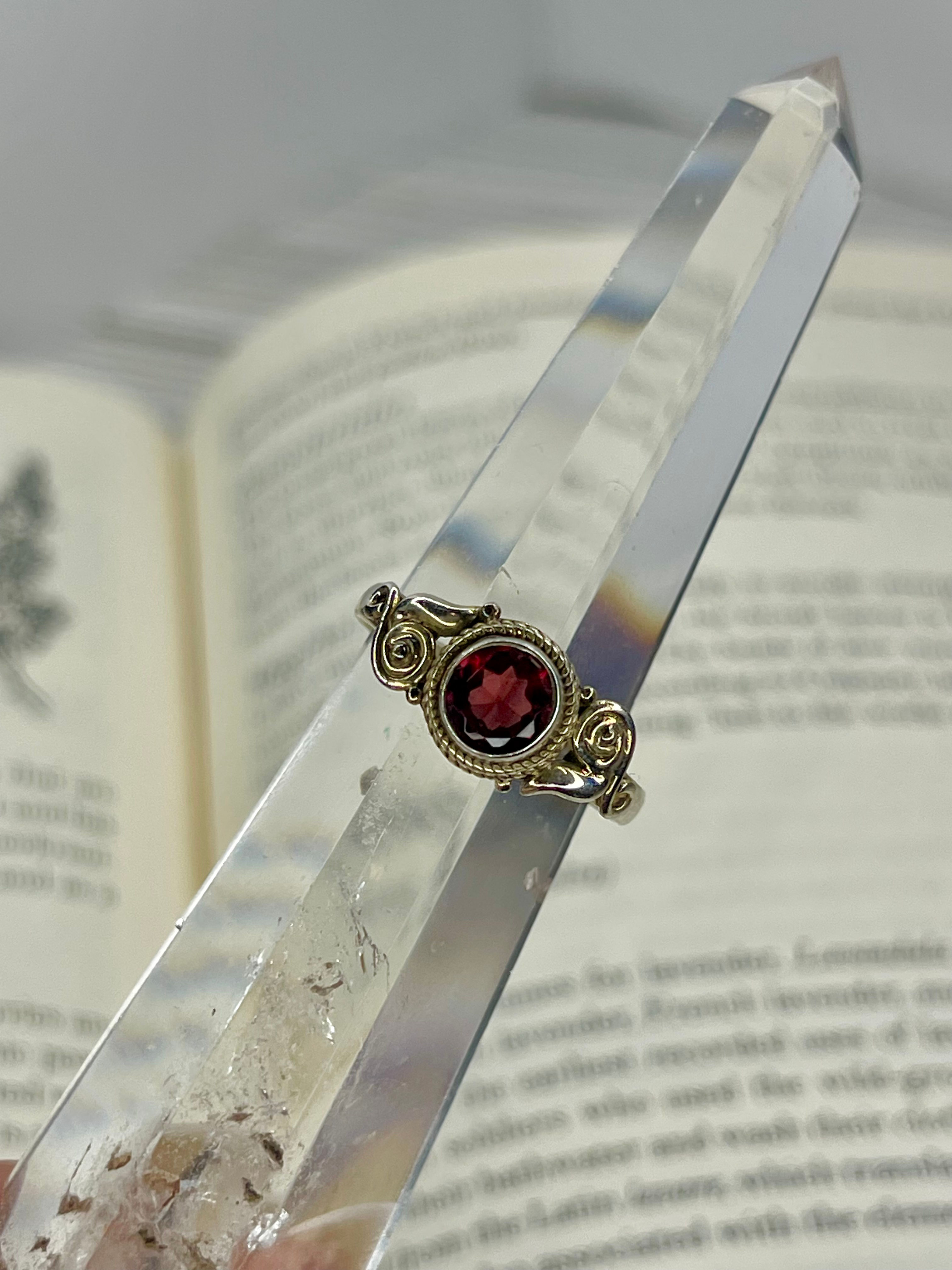 Garnet Sterling Ring | US Size 8