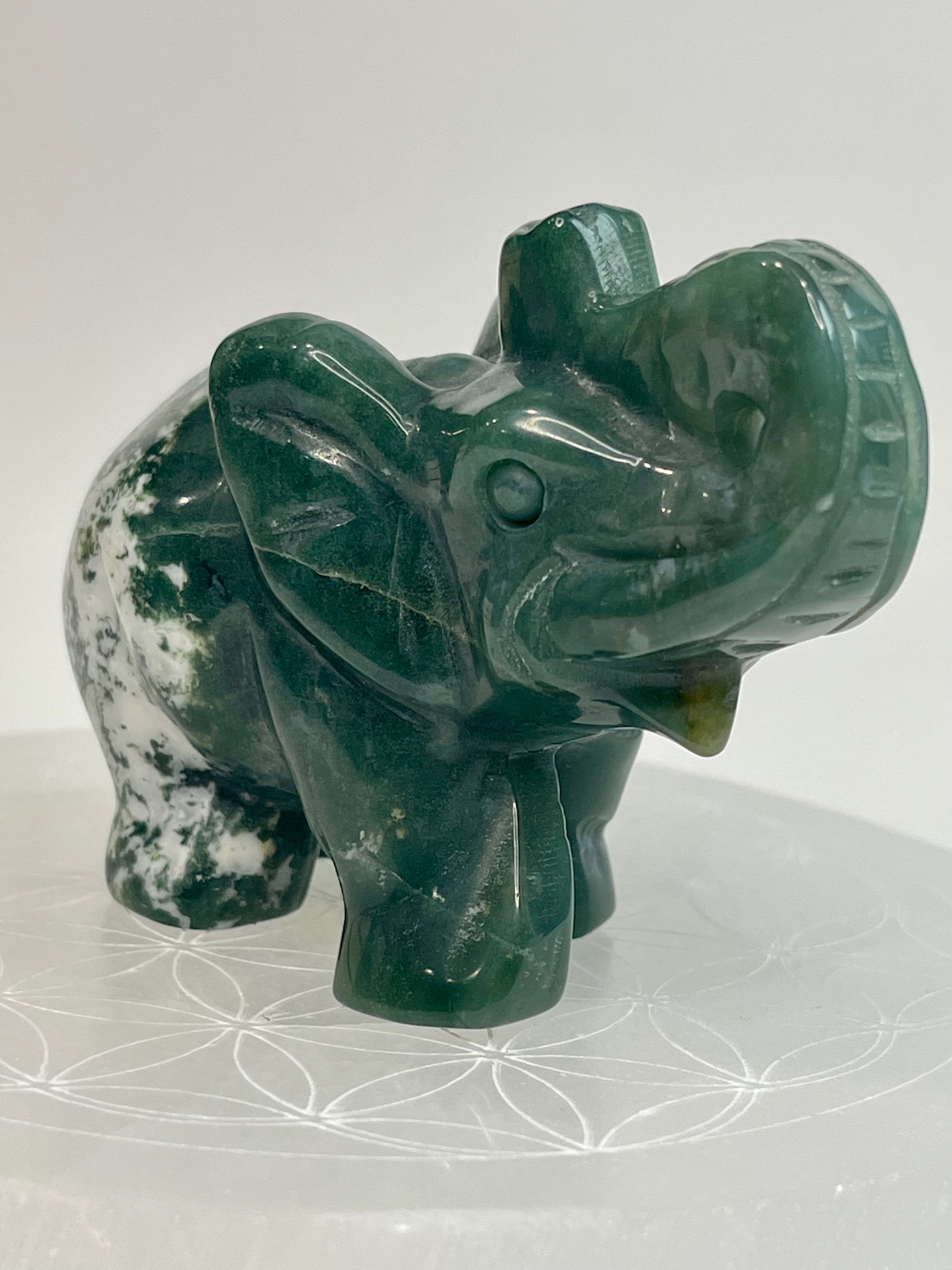 XL Moss Agate Elephant