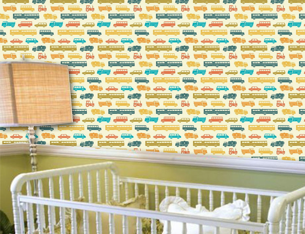 Papel de parede Infantil Carrinhos 058