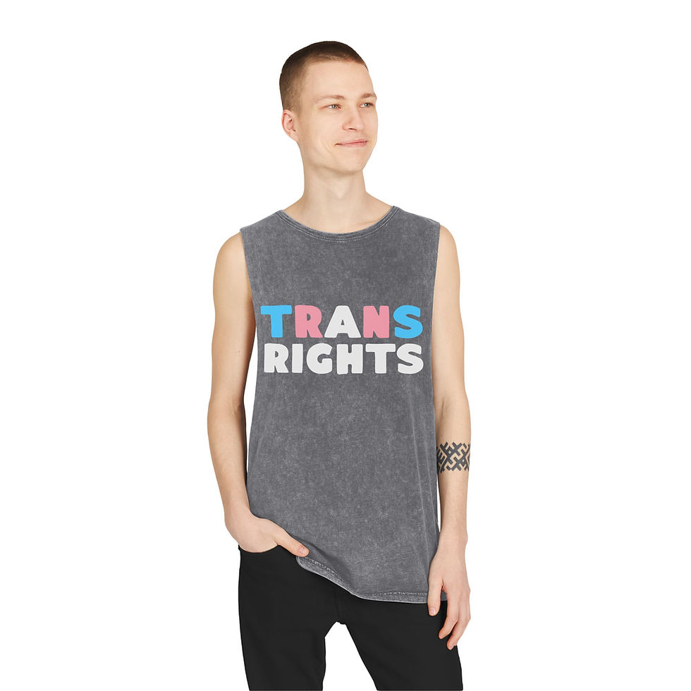 Thumbnail: Unisex Stonewash Tank Top - Trans Rights Statement Apparel