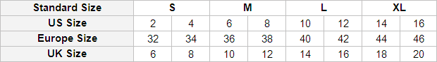 SIZE CHART COMPARISION