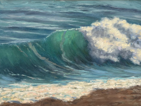 Ocean wave painting, turquoise green
