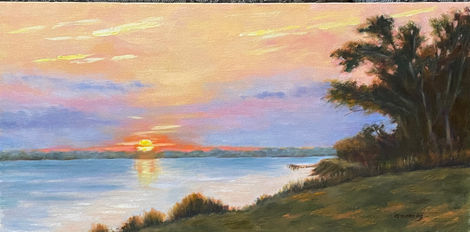 Sunset landscape painting, Mary Buenting Fine Art