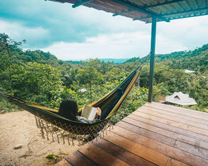 Terrasse des volontaires en Amazonie équatorienne.