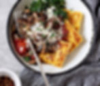 Crispy Polenta with Marinara, Kale and Mushrooms