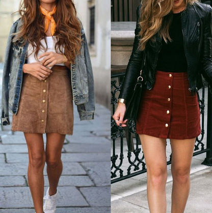 Thumbnail: High-End Fashion Suede Midi Skirt for Women