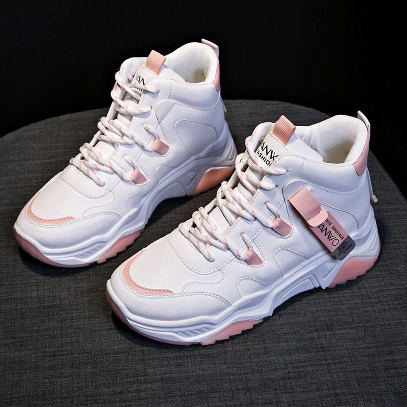 Thumbnail: High-Top Sneakers for Women - White Athletic Shoes