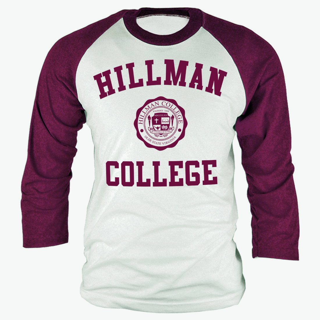 Maroon & White Hillman 3/4 Baseball Raglan