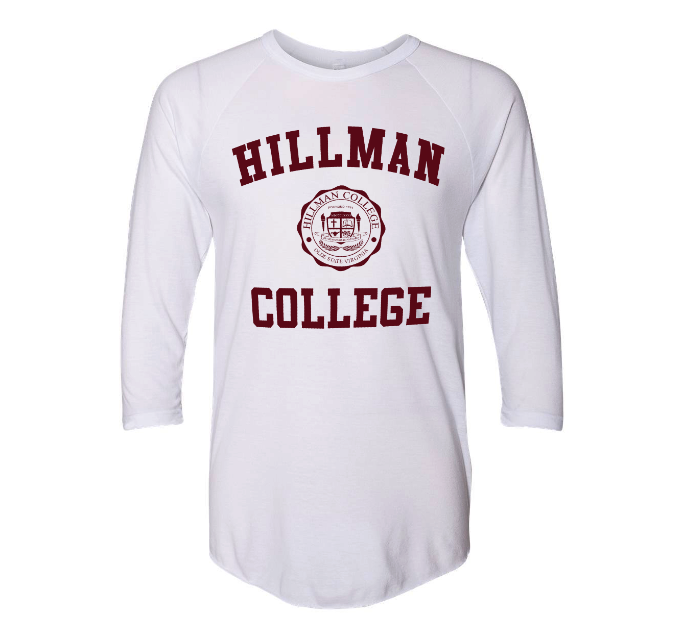 White + White + Maroon Hillman 3/4 Raglan