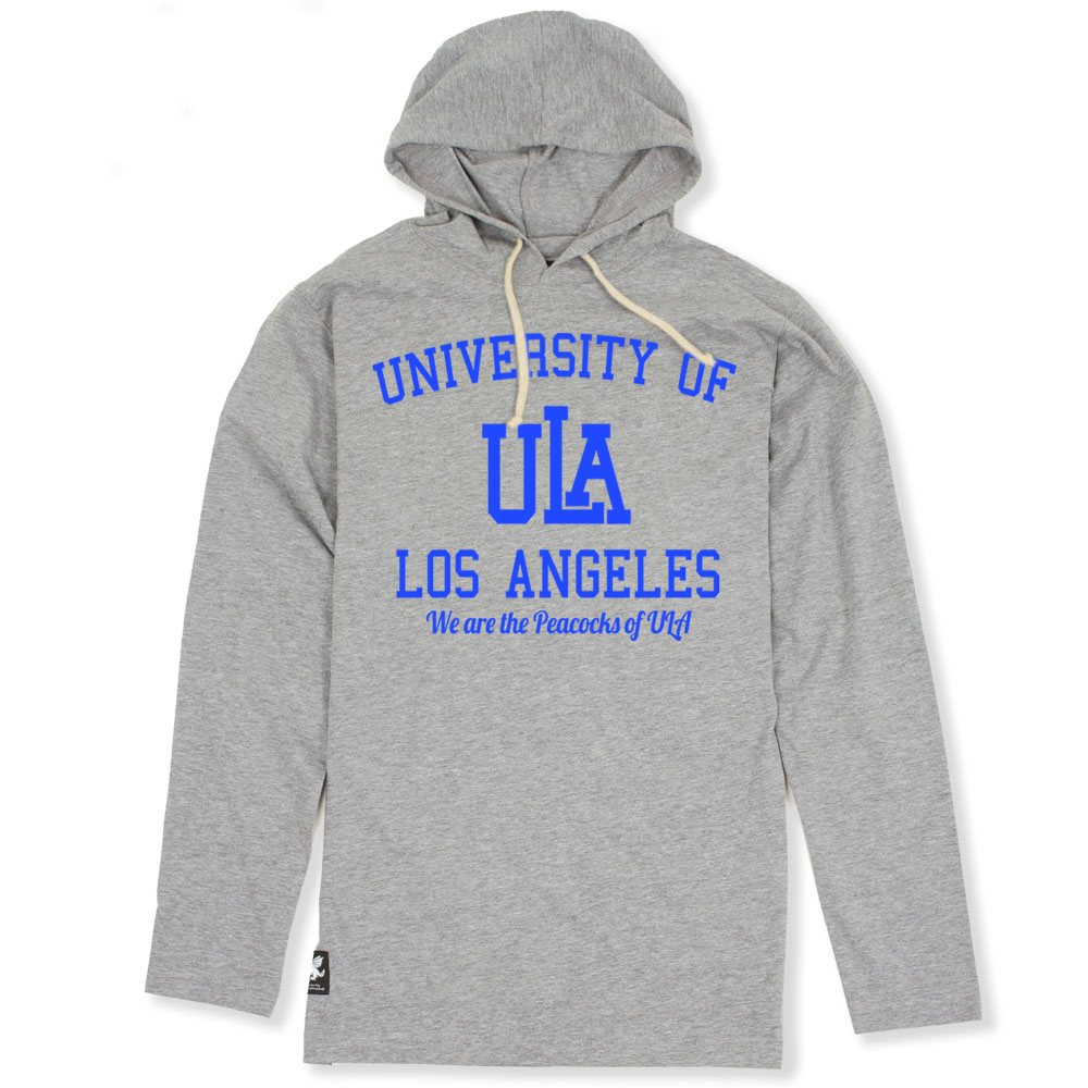 Gray ULA L/S T-Shirt Slimfit Hoodie - LARGE