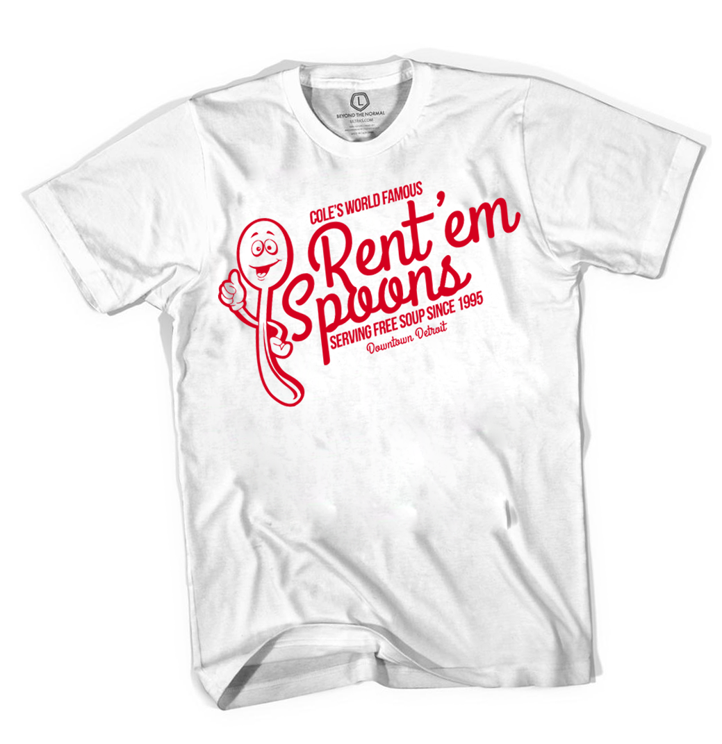 WHITE - RENT'EM SPOONS T-SHIRT